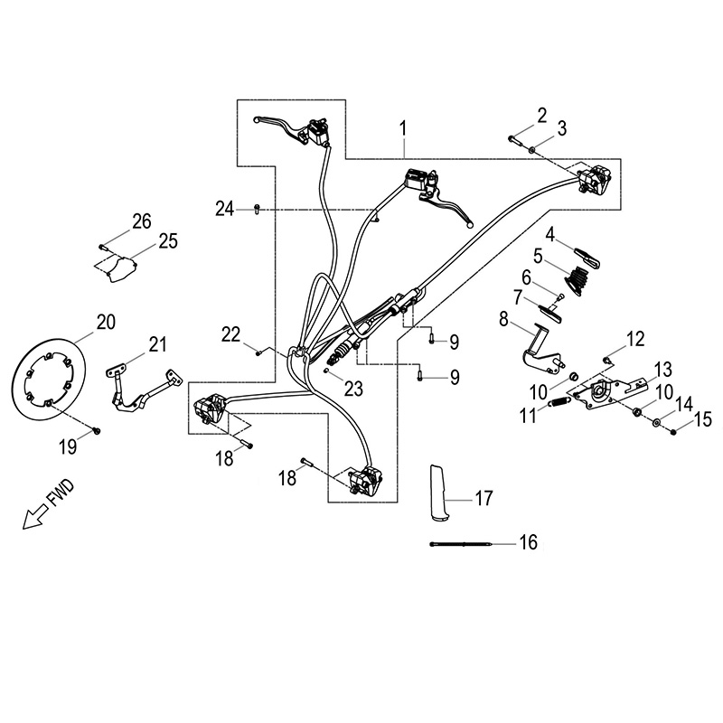 Front brake, master cylinder