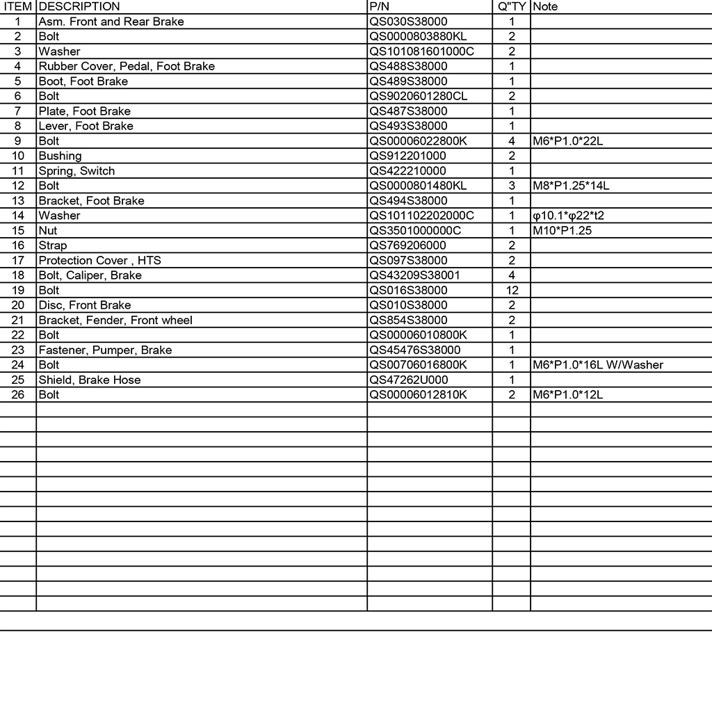 Front brake, master cylinder