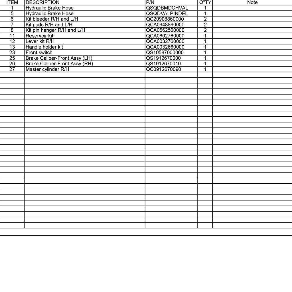 Front brake, master cylinder