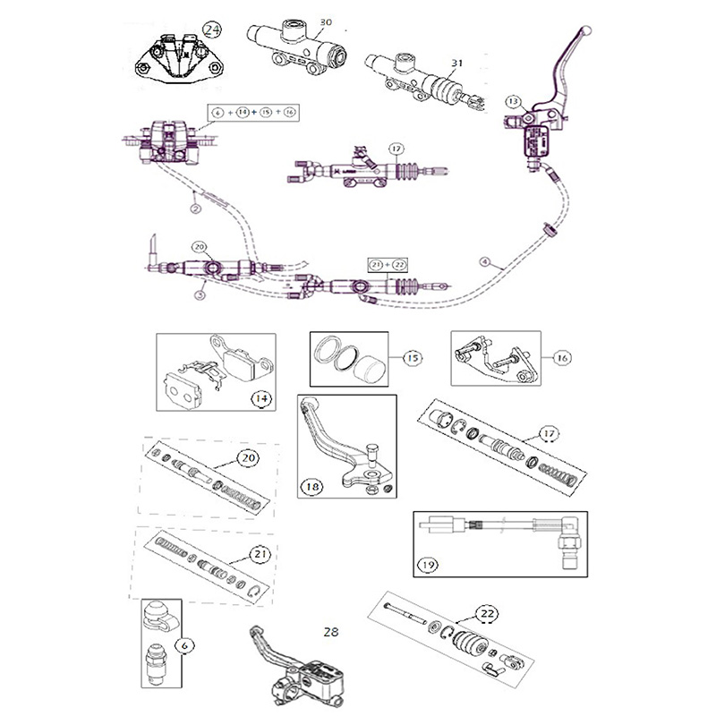 Rear brake, master cylinder