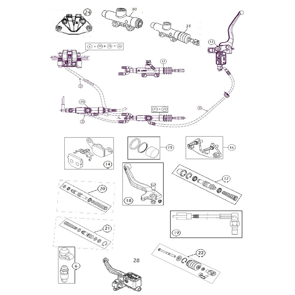 Rear brake, master cylinder