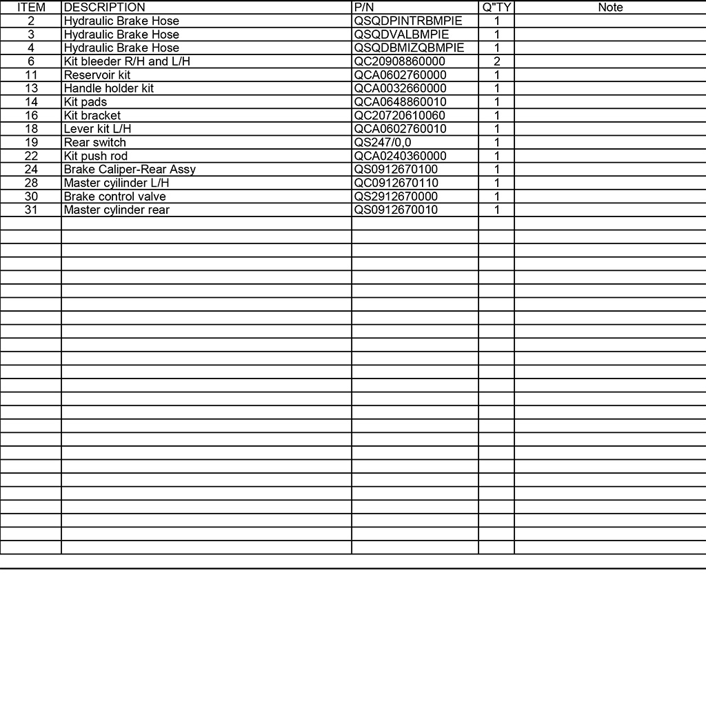Rear brake, master cylinder