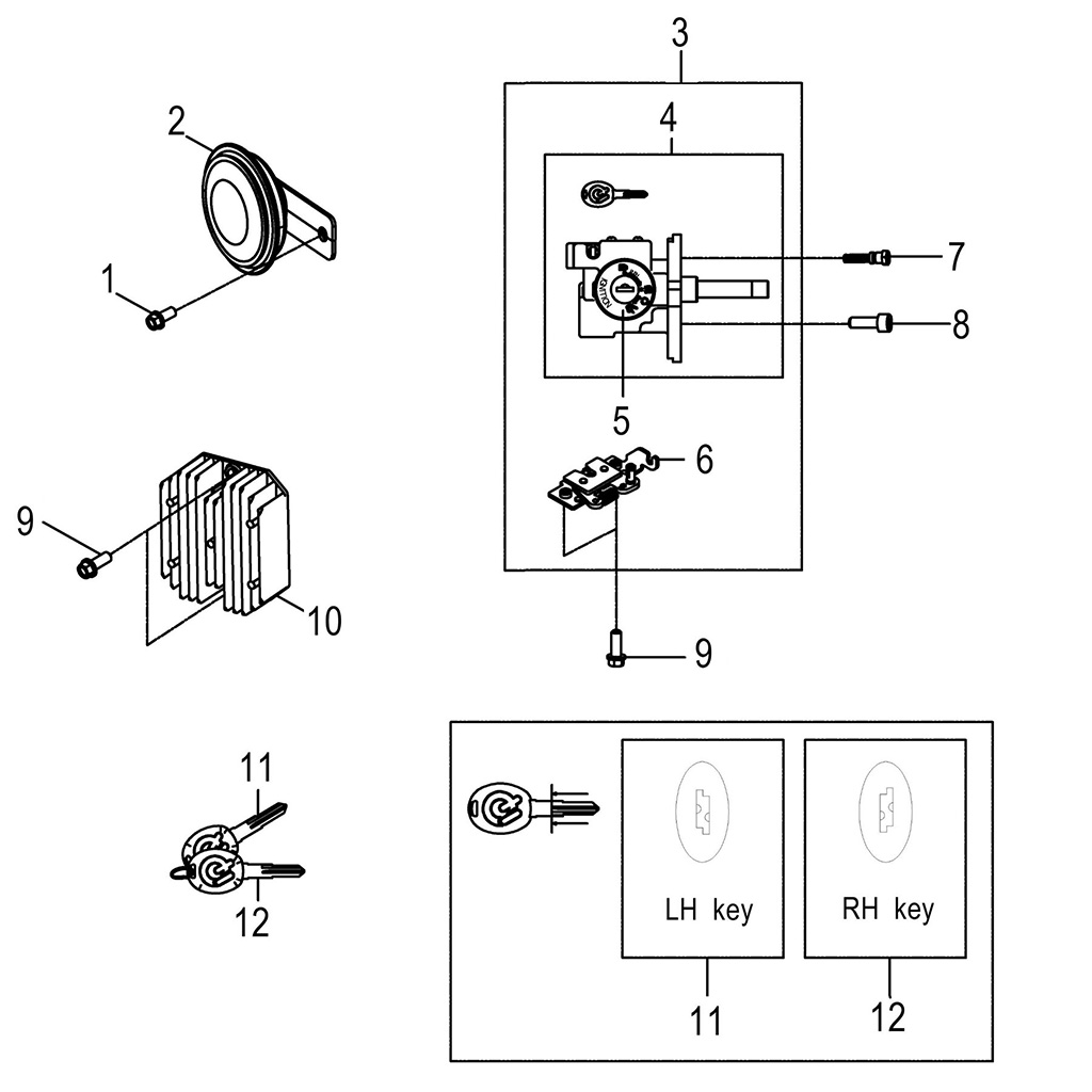 Main switch/ horn/ reg.