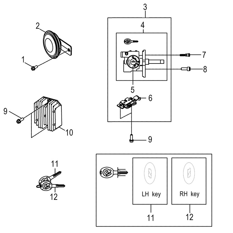 Main switch/horn/reg