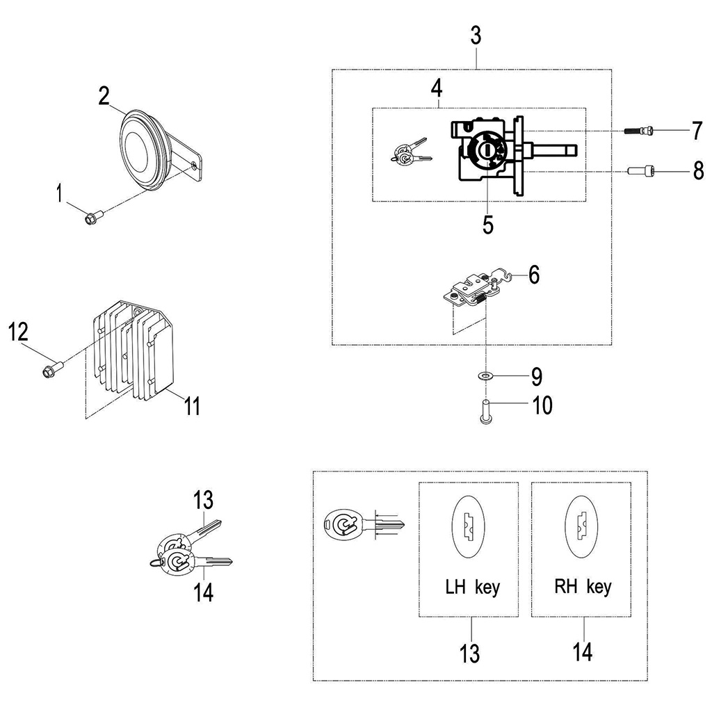 Main switch/ horn/ reg.